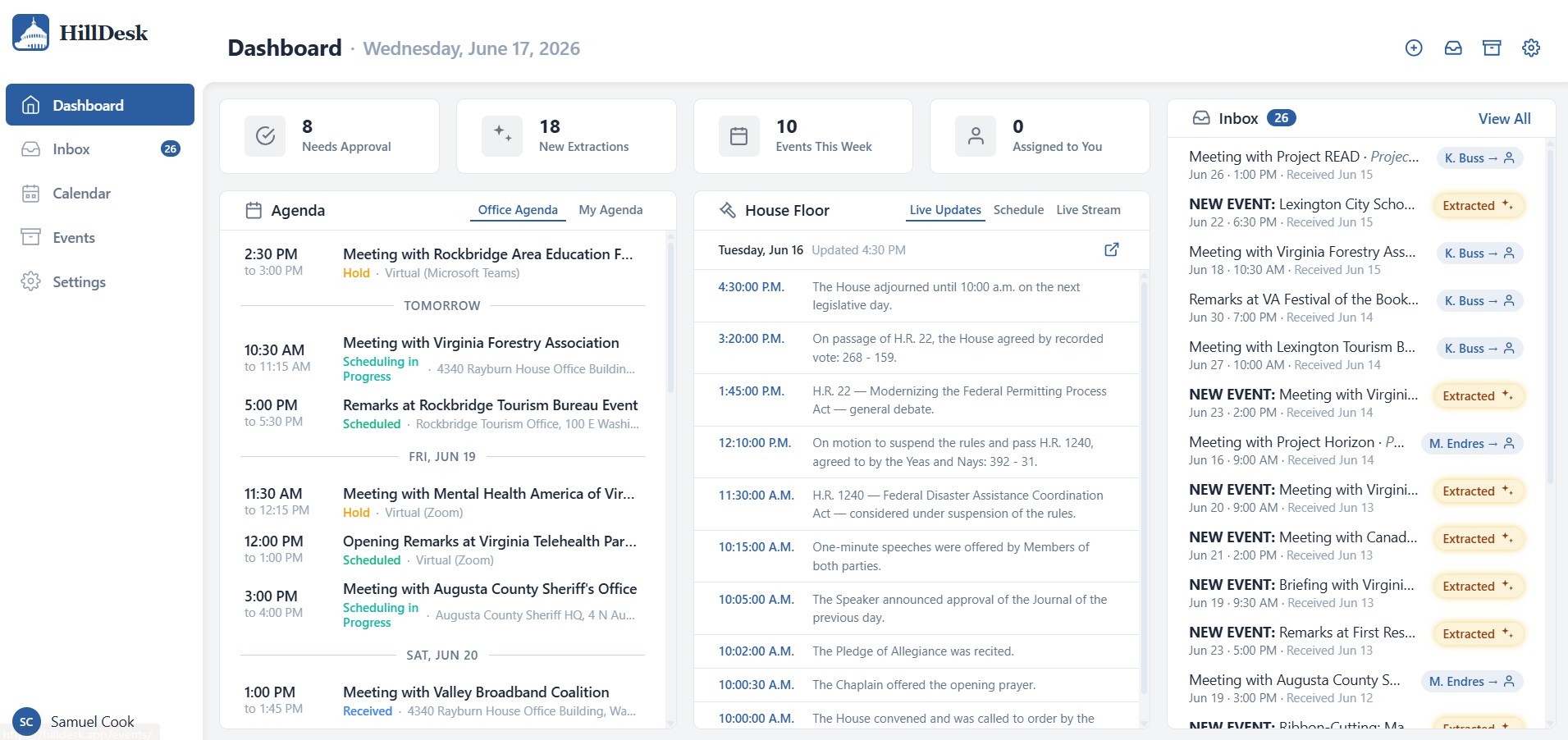 HillDesk dashboard