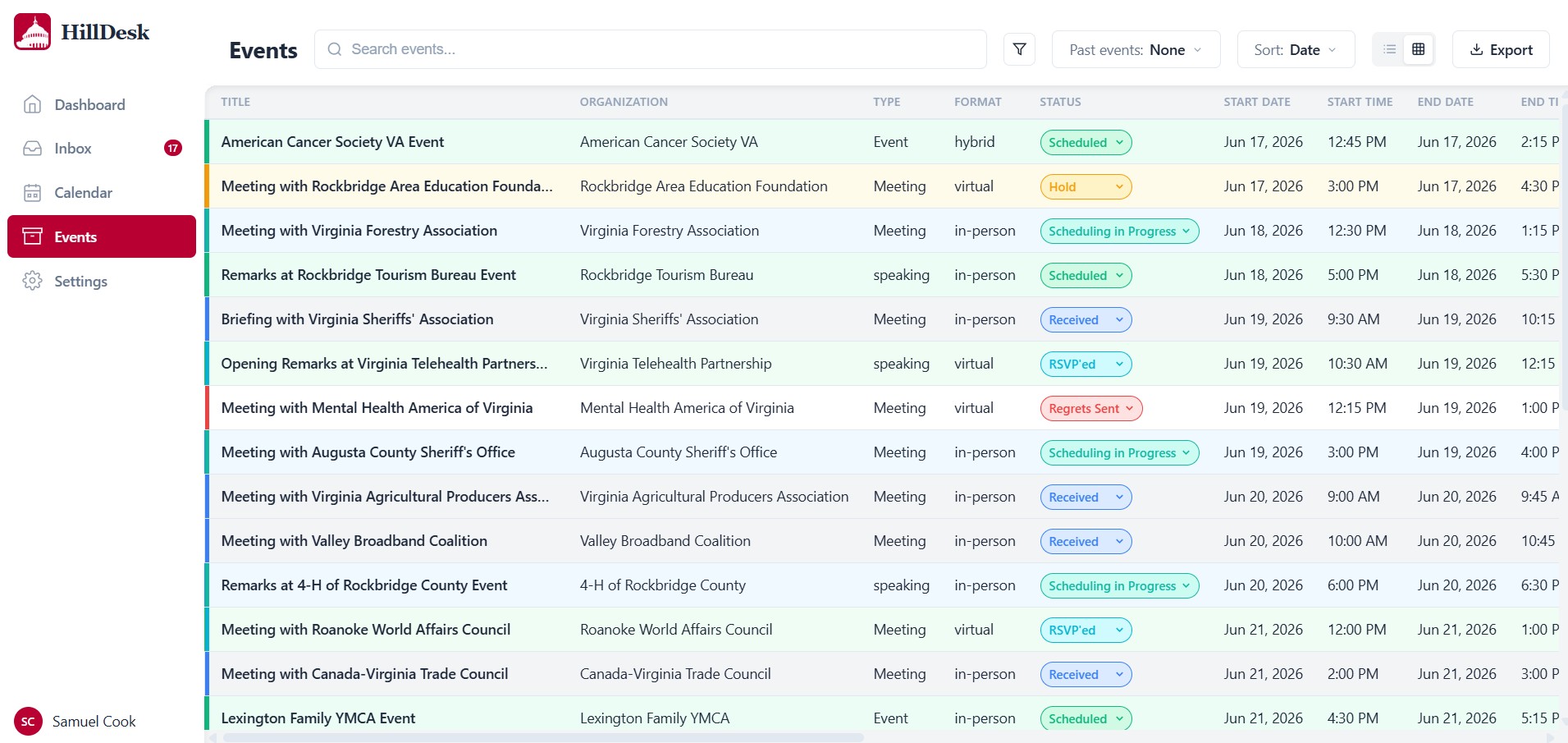 HillDesk spreadsheet export